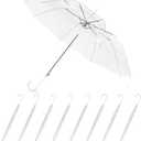 8 Pack Clear Wedding Umbrellas, High-Visibility Transparent Rain Umbrella, Firm and Durable, Easy Operation, Large Clears Umbrella for Wedding Bride Groom Photography Golf Outdoor, Clear