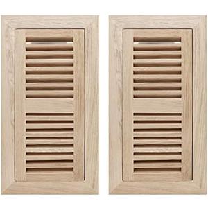 Oak Floor Register for 4x10 Inch Duct Holes - Flush Mount Floor Vent with Metal Damper - White Wooden Vent Covers for Home Floor - 0.8 Inch Thickness - Unfinished - 2PCS