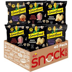 Smartfood Popcorn, Variety Pack, 0.5 Ounce (Pack of 40) (BBD: OCT 7, 2025)