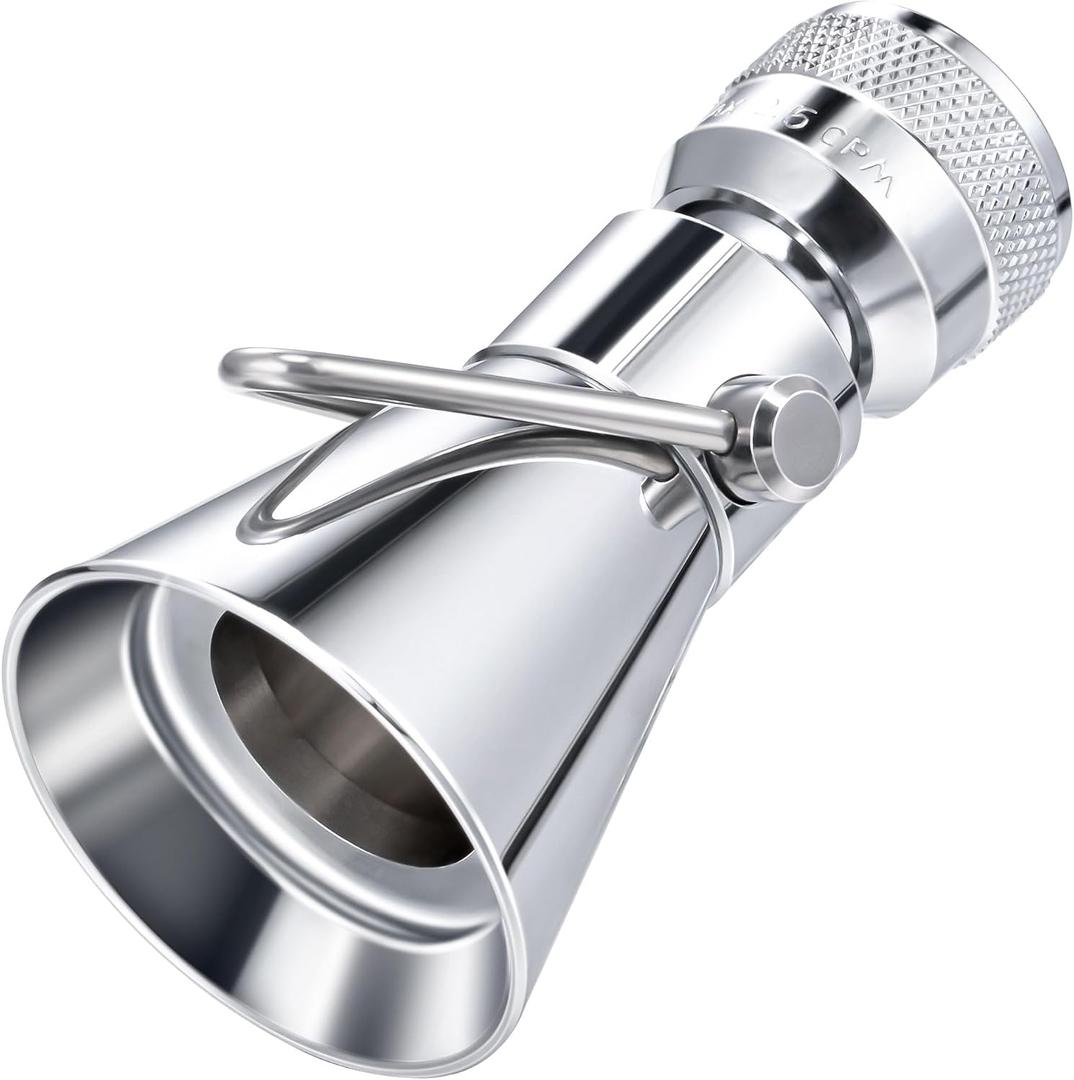 Enhon 2 Setting Pivoting Single Spray Shower Head with Shut Off Valve, Replacement for 52650-PK Compatible with Delta Shower, 2.5 GPM Brass Water Saving Shower Head 1 5/8" Diameter Spray Face(1 Pack)