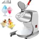 VEVOR 110V Electric Ice Shaver Crusher,300W 1450 RPM Snow Cone Maker Machine with Dual Stainless Steel Blades 210LB/H, Shaved Ice Machine with Ice Plate & Additional Blade for Home and Commercial Use (Silver)