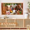 Farm Animals Wall Stickers 3D Fake Window Animal Wall Decals Peel and Stick Farmhouse Animal Art Stickers Funny Cow Decal Peeking Horse Rooster Vinyl Sticker for Living Room Kitchen Bedroom Decor
