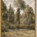 InSimSea Framed Canvas Prints Art Vintage Decor, Room Decor Classical Artwork Poplars Camille Pissarro, Retro Wall Art Paintings Kitchen Bathroom Office Farmhouse Wall Decorations, 12"x16"