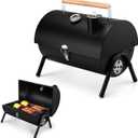 Joyfair Portable Charcoal Grill with Thermometer, Small Tabletop Barbecue Grill for Outdoor Camping Backyard Party BBQ Cooking, Extra Thick Steel & Heavy Duty, Innovative Design & Easy Assembly