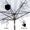 JONATHAN Y Half Umbrella UMB1201C Beverly 9 ft. Designer Classic Scalloped Fringe Market Patio with Crank, Push-Button Tilt and UV Protection in Light Blue/White