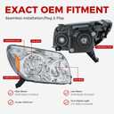 Headlight Assembly with Bulbs Compatible with 2003 2004 2005 Toyota 4Runner Headlamp Chrome Housing Replacement Pair #8117035400, 8113035420
