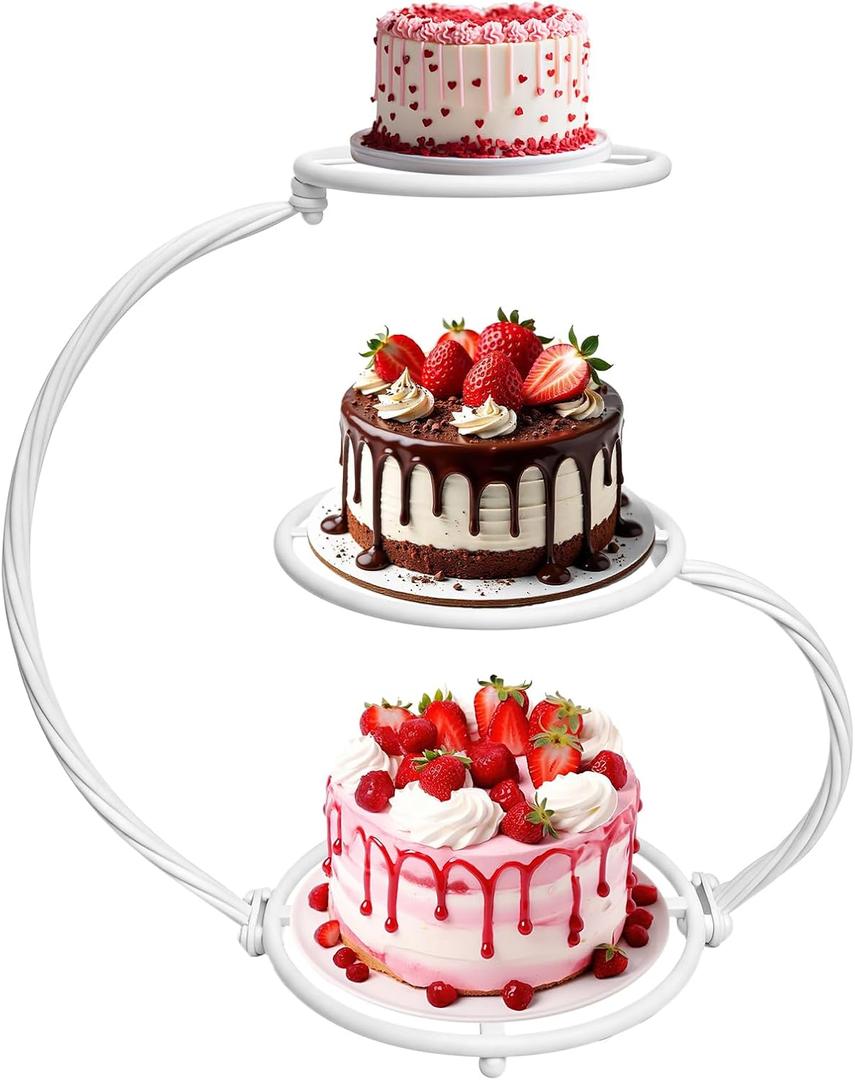 3-Tier White Iron Cake Stand, Vintage Dessert Serving Tray Holder Cupcake Pastry Fruit Display Rack for Wedding, Birthday, Bridal Shower & Afternoon Tea Party Table Decor