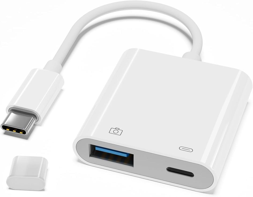 USB C to USB Camera Adapter with 30W PD Charging Port, OTG Cable Compatible with for iPhone 17/16/15 iPad Android Phone Tablet, USB 3.0 Female for Flash Drives, Keyboards, Mice, and More