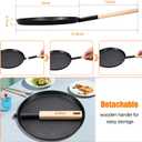 bodkar 8-inch Frying Pan Skillet Flat Crepe Pan, Lightweight Grill Pan with Wooden Handle for Camping Indoor Outdoor Cooking
