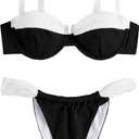 SOLY HUX Women's Color Block Underwire Bikini Sets Bathing Suits Two Piece Swimsuits (Black and White Colorblock), Small