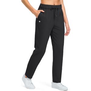 G Gradual Fleece Lined Pants Women 27.5"/ 29" Golf Pants 3 Pockets Water Resistant Warm Sweatpants for Cold Weather, Black, XL, 27.5 Inch Inseam