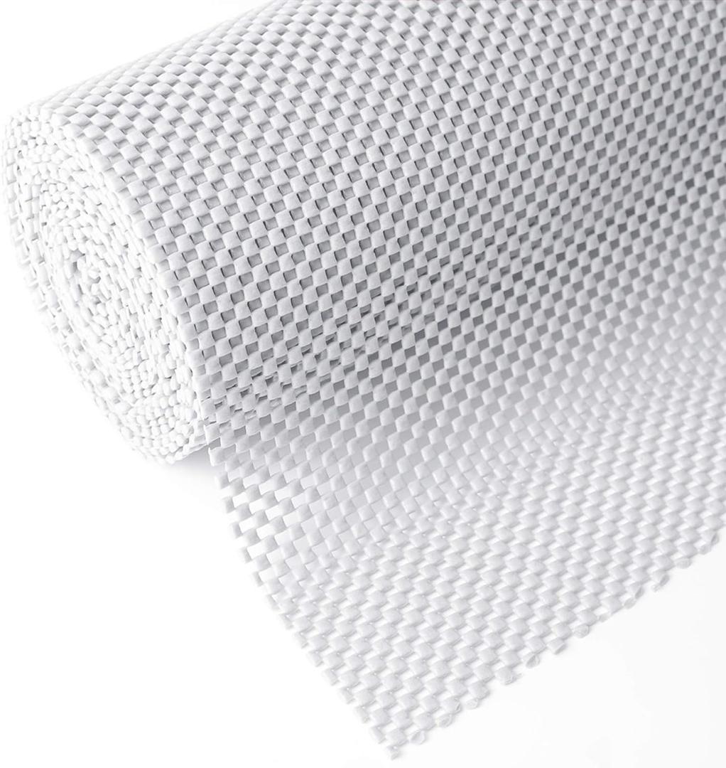 Shelf Cupboard Liner, Cabinet Drawer Liners Non Adhesive 12 Inches x 20 Feet for Kitchen Cabinets, Strong Grip Durable Non Slip for Storage Desks Kitchenware Tableware, Easy to Install, White