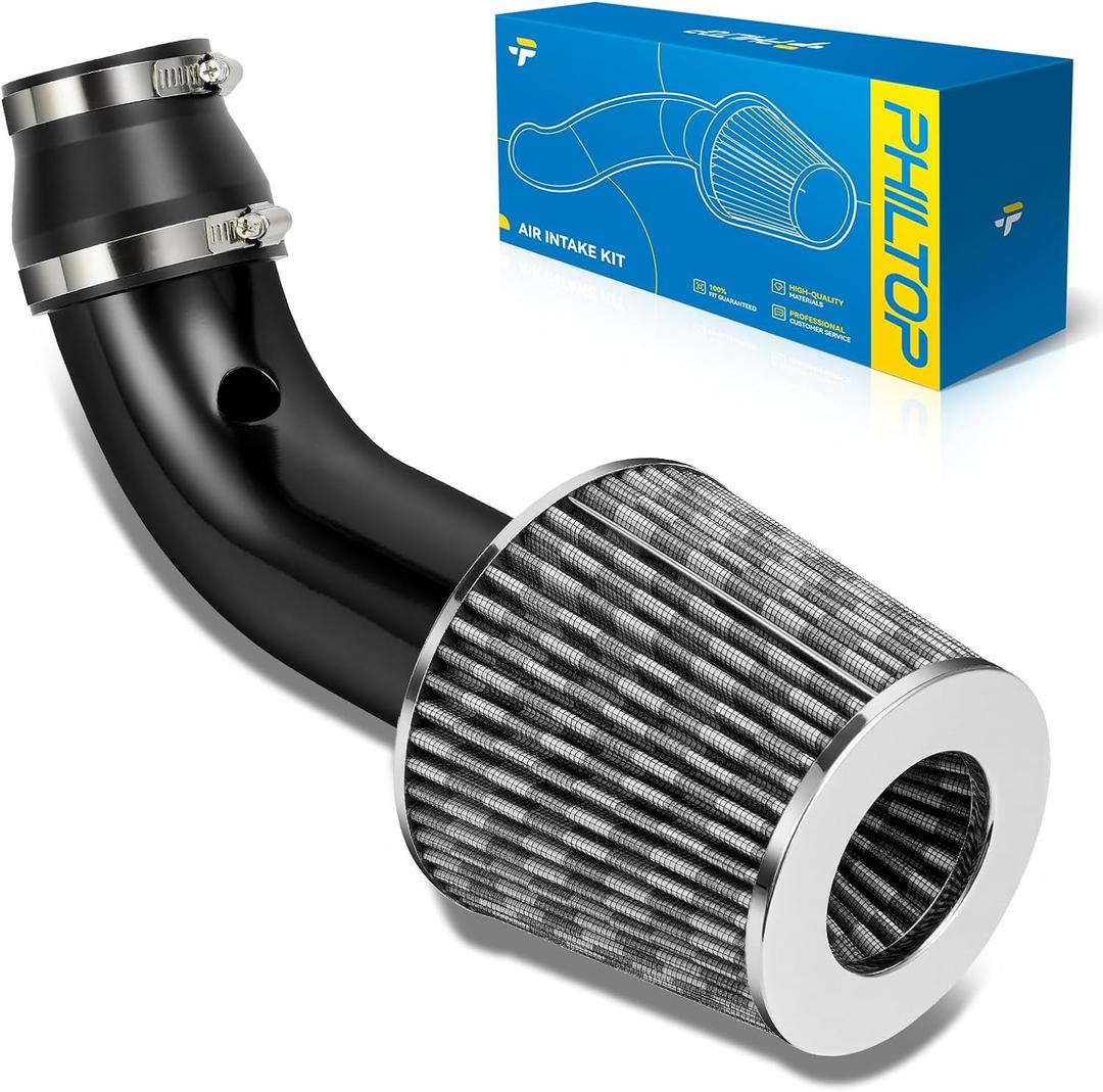 PHILTOP 3" Universal Cold Air Intake Kit (Not Fit 2015 Explorer Limited), Aluminum Car Air Intake Pipe Kit (Carbon Fiber) (2006-2011 Honda Civic 1.8L(Exc. Si), Black&White)