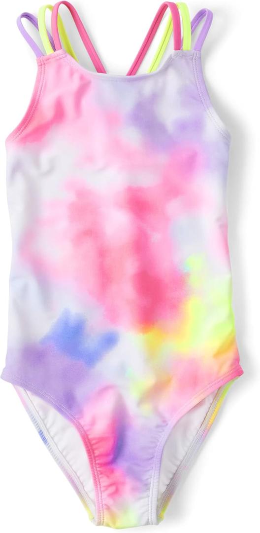 The Children's Place Girls' One Piece Swimsuit (Medium, Neon Peony)