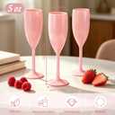 Pink Plastic Champagne Flutes 48pcs Unbreakable Wine Glasses | 5 oz Champagne Cups with Stem, Reusable Acrylic Goblets, Bulk Pack for Wedding, Party, Dinner, Mimosa Bar, Birthday, Outdoor