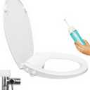 GenieBidet Bidet Toilet Seat Elongated - Dual Nozzles with T adapter & Bottle - Adjustable Water Pressure & Slow Close Bidet Seat Elongated with No Wiring & Easy Installation