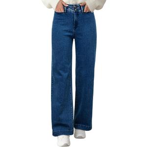 Astylish Women Wide Leg Jeans High Waisted Double Buttoned Stretchy Straight Leg Jeans Loose Trendy 2025 Denim Pants (Blue)