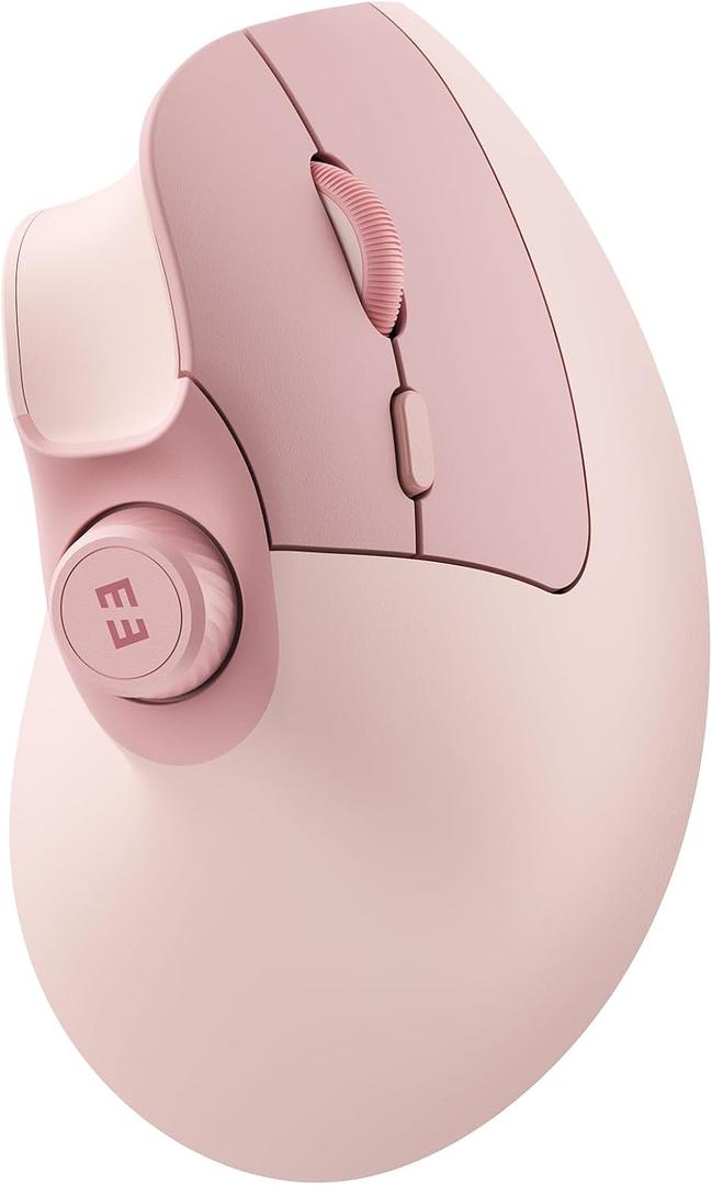 seenda Ergonomic Mouse Wireless, MOU-302 Bluetooth Vertical Mouse Rechargeable, Volume Knob, Silent Mice & 1000/1600/2400 DPI, 3 Multi-Device Connection for Windows/PC/Laptop/Mac/MacBook, Pink