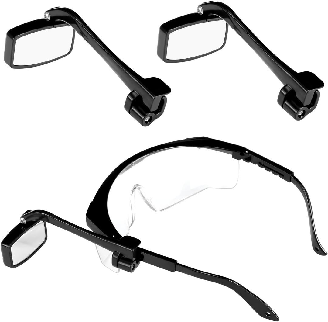 2 Pack Bike Eyeglass Mirror for Cycling Helmet Glasses 360 Adjustable Lightweight 18g Rear View Mirror Clip-on Safety Cycling for Eyeglasses Wide Vision Outdoor Activities