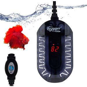 hygger 50W Mini Submersible Digital Display Aquarium Heater for Small Fish Tank, Compact and Fast Heating Thermostat, with External Controller and Built-in Thermometer, for Betta, Turtle (50W (1-6.5 gallon))
