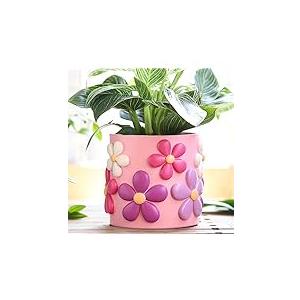 GUGUGO 8 Inch Flower Plant Pots, Cute Unique Rainbow Planter with Drainage, Flower pots, Colorful Vintage Retro Flower Pots, Succulent Pots for Indoor Plants, Eclectic Funny Room Decor Aesthetic-D