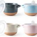 AmorArc 24 Ounces Soup Bowls with Large Handles and Lids, Stoneware Bowls Set of 4 for Soup, Cereal, Stew, Noodle, Colourful Ceramic Kitchen Bowls, Microwave&Dishwasher Safe, Multicolor (Multi-Color1)