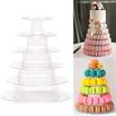 6 Tiers Macaroon Tower Stand, Round Macaron Tower Cake Display Rack Plastic Cupcake Stand Macarons Desserts Serving Tray for Birthday Wedding Party Decor (6 Tiers) (9", Transparent)