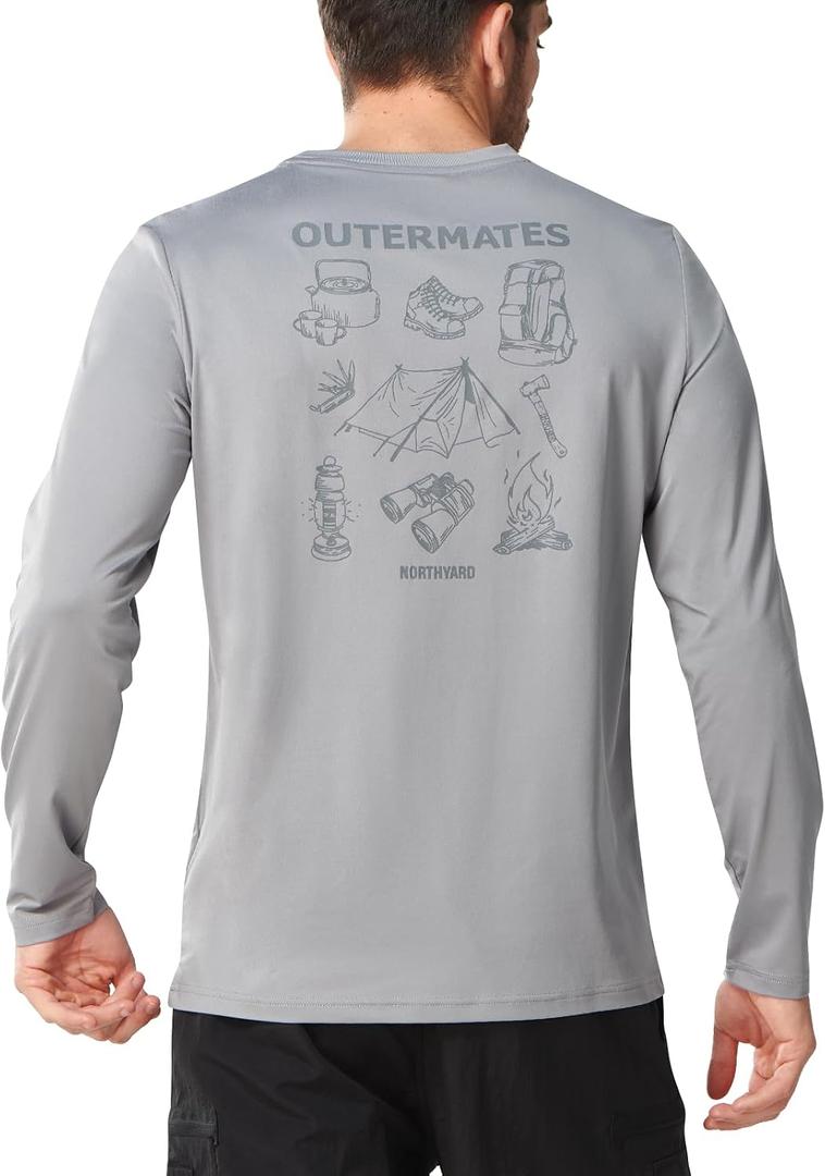 NORTHYARD Men's Hiking Graphic Shirts Long Sleeve UPF 50+ Fishing T-Shirt (L)