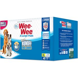 Four Paws Wee-Wee Superior Performance Unscented Extra-Large Pee Pads for Dogs & Puppies, Quilted Leak-Proof Dog Housebreaking Potty Training Floor Protection, 28" x 34", 40 Count