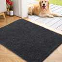 OLANLY Dog Door Mat for Muddy Paws 40x32, Absorbs Moisture and Dirt, Absorbent Non-Slip Washable Doormat, Quick Dry Chenille Mud Mat for Dogs, Entry Indoor Entryway Carpet for Inside Floor, Dark Grey (40" x 32")