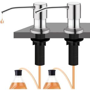 Sink Soap Dispenser, Kichen SoapDispenser, 47" Extension Tube kit, Under Sink Soap Dispenser Pump, No Need More Refills （Brushed Nickel）