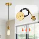 Luvkczc Pendant Light Kit, E26 Lamp Socket Vintage DIY Pendant Light Cord, Semi Ceiling Hanging Light Fixtures, Adjustable Hanging Light Kit for Kitchen Island, Dining Room, Bedroom(Gold)