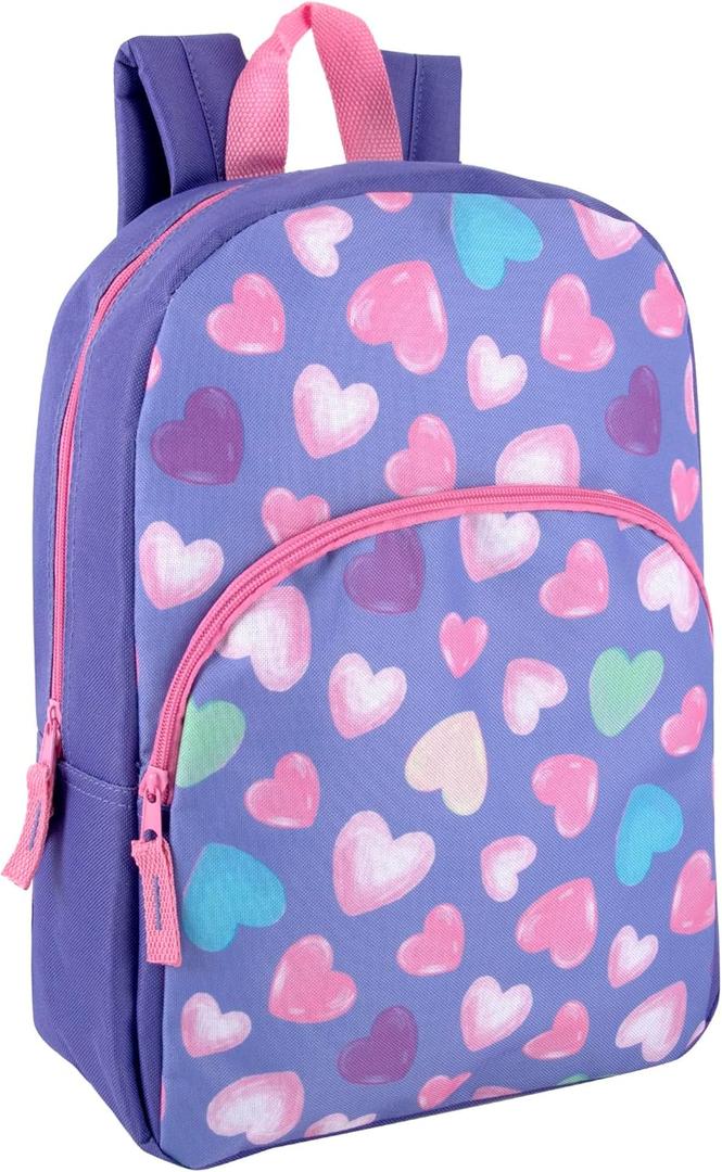 Trail maker 15 Inch Kids Backpacks for Boys & Girls | Preschool, Kindergarten, Elementary School Backpacks with Adjustable, Padded Straps (Happy Hearts)