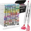 160 Colors Alcohol Markers Set - Double Tip Art Markers Alcohol Based Marker Brush&Chisel Nib Blender Art Pens Permanent Sketch Marker for Adults Coloring and Artist Illustration