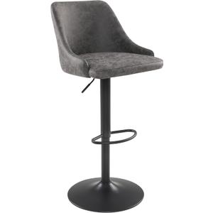 OSP Home Furnishings Sylmar Height Adjustable Faux Leather Stool with Back, Charcoal