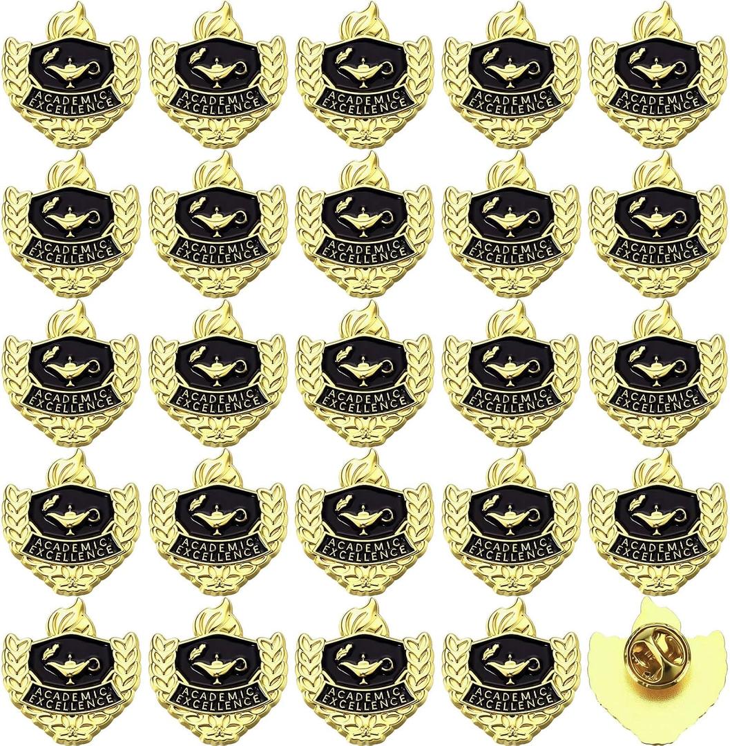 Suncalla 24 Pcs Award Lapel Pins Bulk Honor Society Academic Achievement Excellence Pins 1 Inch Recognition Appreciation Gift for Award Students School (Academic Excellence)