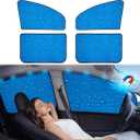 Aokway Side Window Sunshade Sun Shade for Car Window Double Thickness Auto Windshield Sunshades Curtain Universal Fit for Driver for Baby UV Protection (Blue, Front+Rear Side 2Pcs)