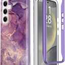 MERRO for Samsung Galaxy S24 Plus Case,Ultimate Durable Cover with Fashionable Designs for Women and Girls,Stylish Protective Phone Case 6.2" Glitter Purple Marble