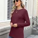 Womens Long Sleeve Tops Round Neck T Shirts Loose Fit Casual Tees Fall Winter Top Basic Clothes 2025
