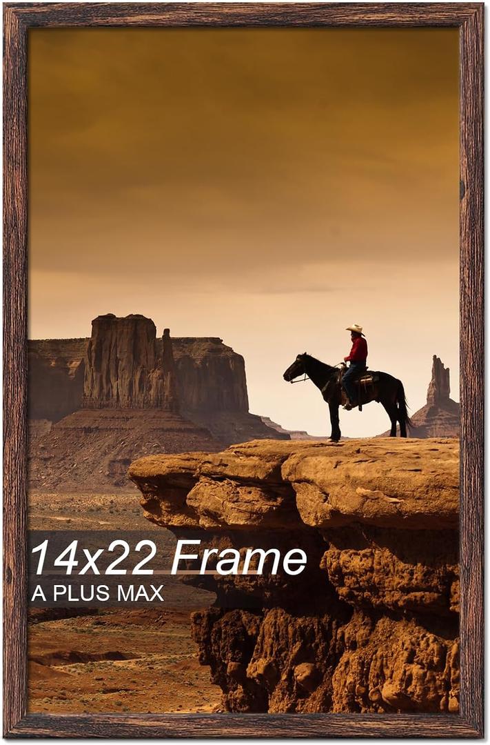 A PLUS MAX 14x22 Picture Frame Brown Light Weight Wall Mount