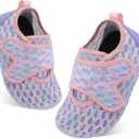 XIHALOOK Toddler Water Shoes Kids Boys Girls Quick Dry Beach Swim Pool Barefoot Aqua Socks (7-8 Toddler, Purple Fireworks)
