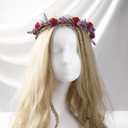 Women's Red Flower Crown Headband - Lace and Foam Hairband with Rose Floral Decoration, Suitable for Weddings, Parties, and Everyday Wear for Women