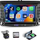 [ 2G+32G] Car Stereo for VW Golf Polo Passat B6 B7 Jetta Caddy Seat Tiguan Touran Skoda with Wireless Carplay Android Auto, Driauto 8 Inch Double Din Touch Screen Radio with GPS WiFi Bluetooth FM/RDS
