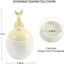 Easter Bunny Candle with Egg Jar and Lid, Easter Decorations Cute Rabbit Aromatherapy, Ceramic Egg Candles for Spring Home Decor, Long Buring Scented Soy Candle Gift for Friends, Yellow (Set of 1)