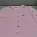 Men's Casual Sporty Short-Sleeve Button-Down Shirt for Summer Beach Fashion (Large, Pink)