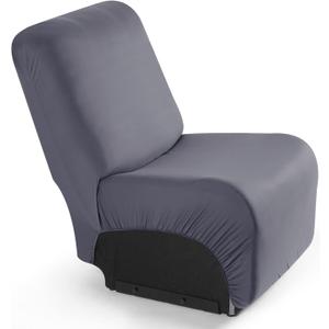 TAOCOCO Stretch Recliner Cover for Middle Seat, 1-Piece Polyester Fabric Seat Slipcover for Recliner Sofa Covers(Light Gray, 1 Armless Chair Cover)