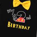 IMEKIS Baby Boys 1st 2nd Birthday Outfit Bowtie Romper with Suspenders Red Shorts Headband Sets Cake Smash Photo Shoot (Black)
