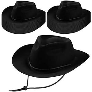 Mepase 22 Pieces Disposable Plastic Western Cowboy Hat Set Felt Wide Brimmed Cowgirl Hats for Men Women Costume Party(Black)