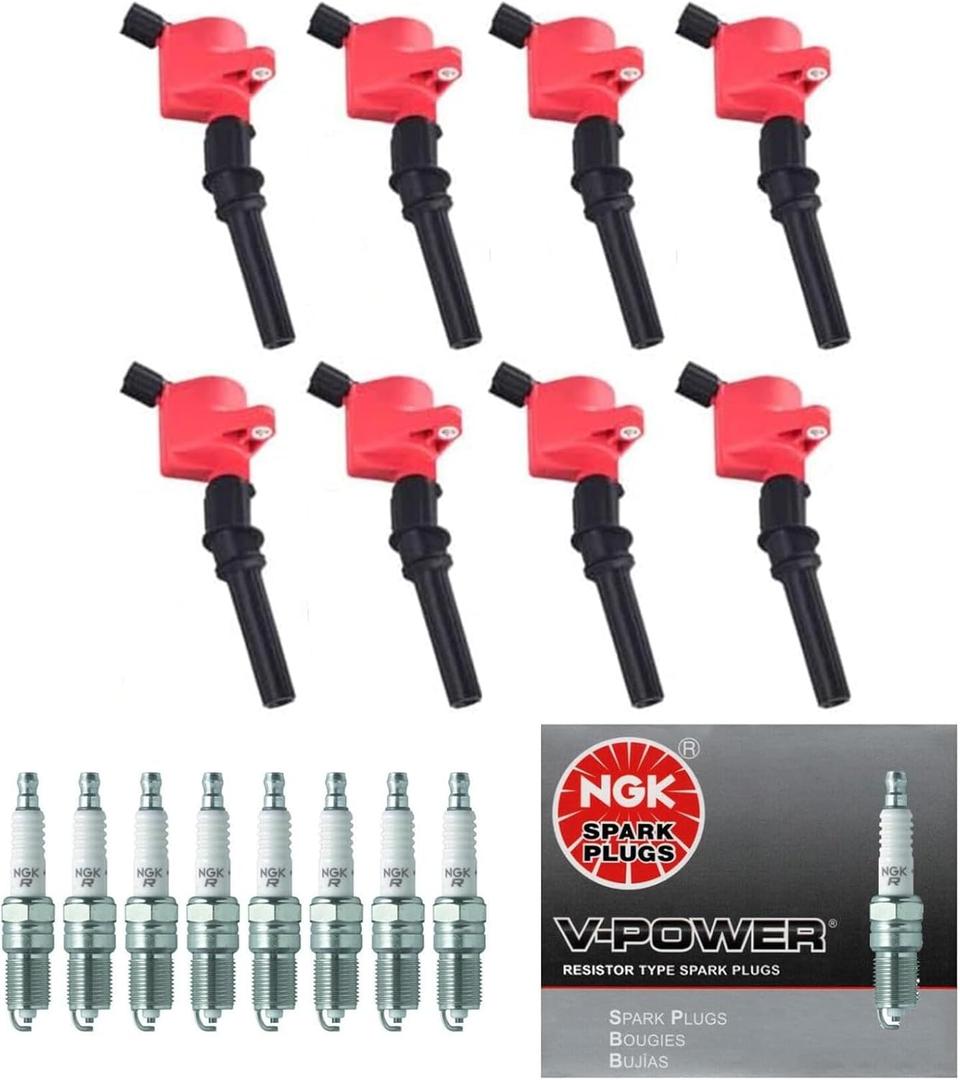 DG508 FD503 Ignition Coil Packs & SP493 SP479 NGK V-Power Spark Plugs Replacement For Ford 4.6 5.4 V8 F150 F-150 CROWN VICTORIA LINCOLN Town Car Excursion MERCURY DG457 DG472 DG491