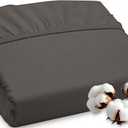 ROYALE LINENS 300 Thread Count 100% Long Staple Combed Cotton Fitted Sheet Queen - Super Soft Deep Pocket Bottom Sheet - Fitted Sheets Only - Elastic Sheets (Queen, Grey)